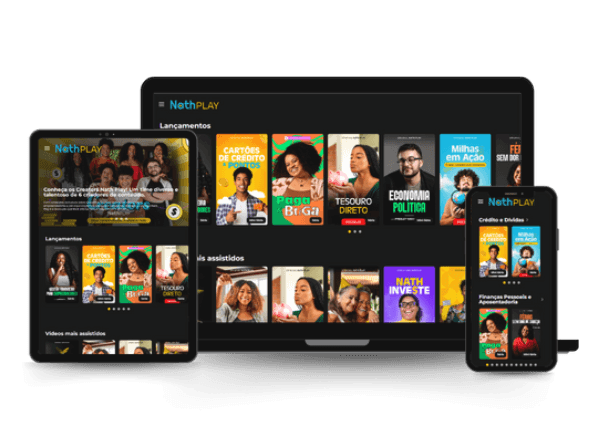 Plataforma Nath Play versão Mobile, desktop e tablet